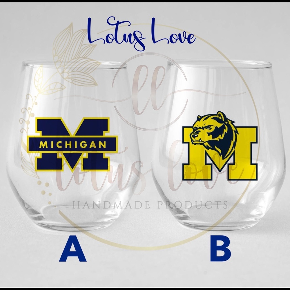 University of Michigan Stemless Wine Set of 2